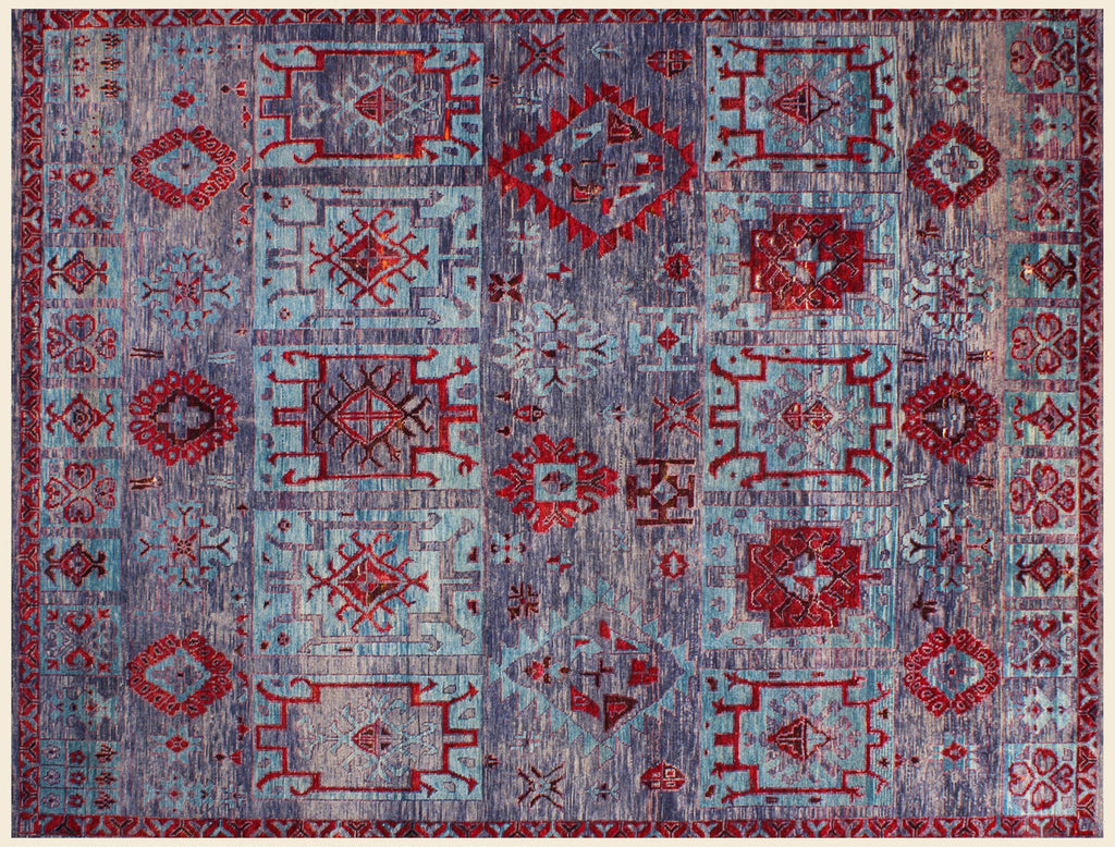 Guja wood violet wool and sari silk carpet