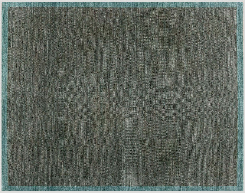 Herringbone rugged teal wool carpet