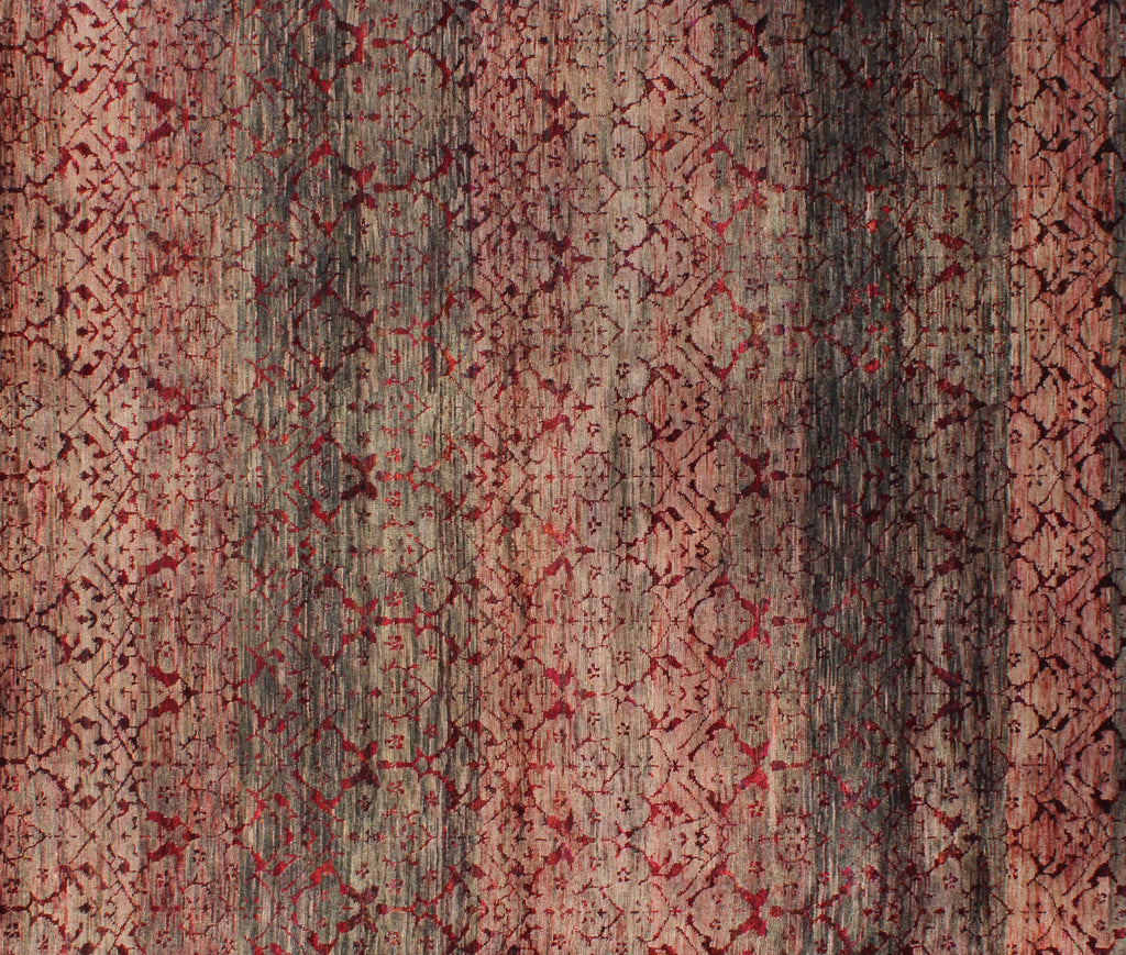 Damask Mulled Wine Wool and Sari Silk Carpet
