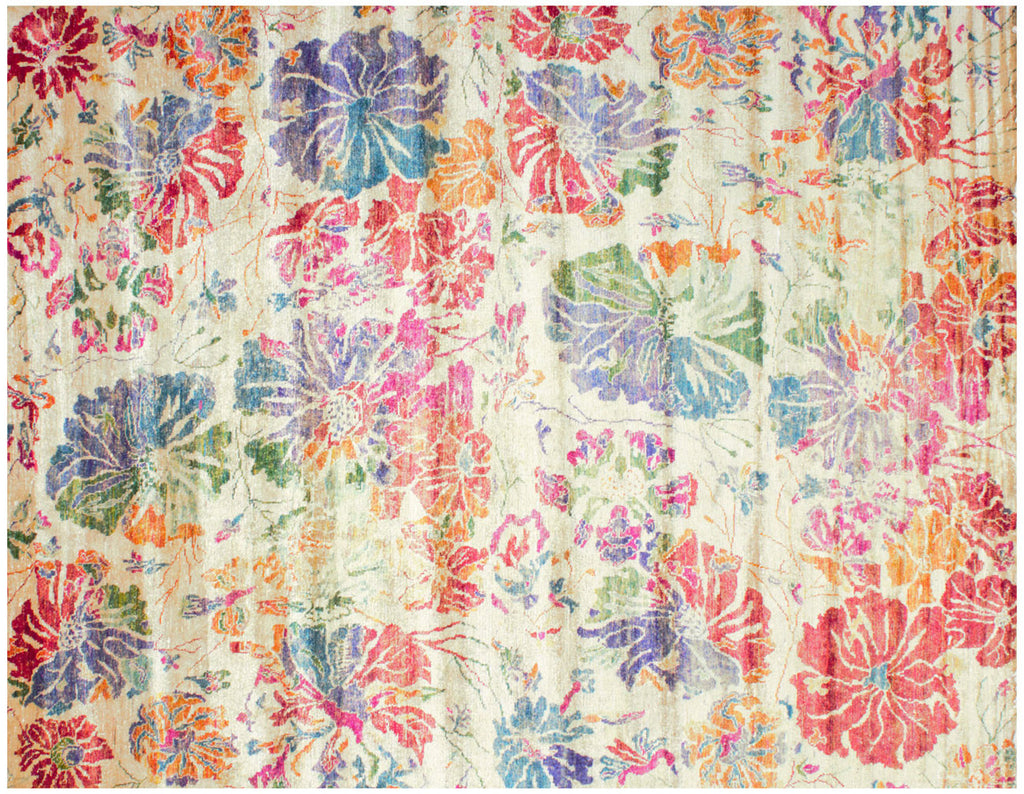 Fusion Floral Burst Sari Silk Carpet
