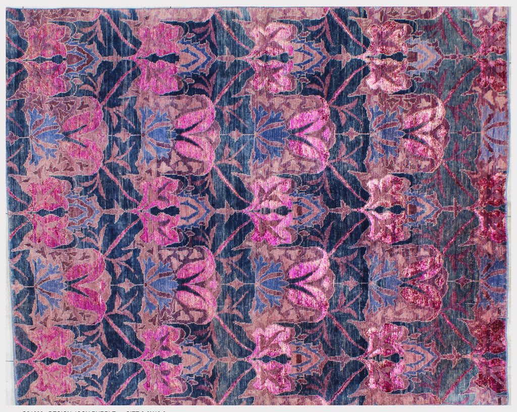 Icon cobalt purple wool and sari silk carpet