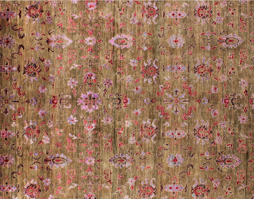 June powdered rose wool and sari silk carpet